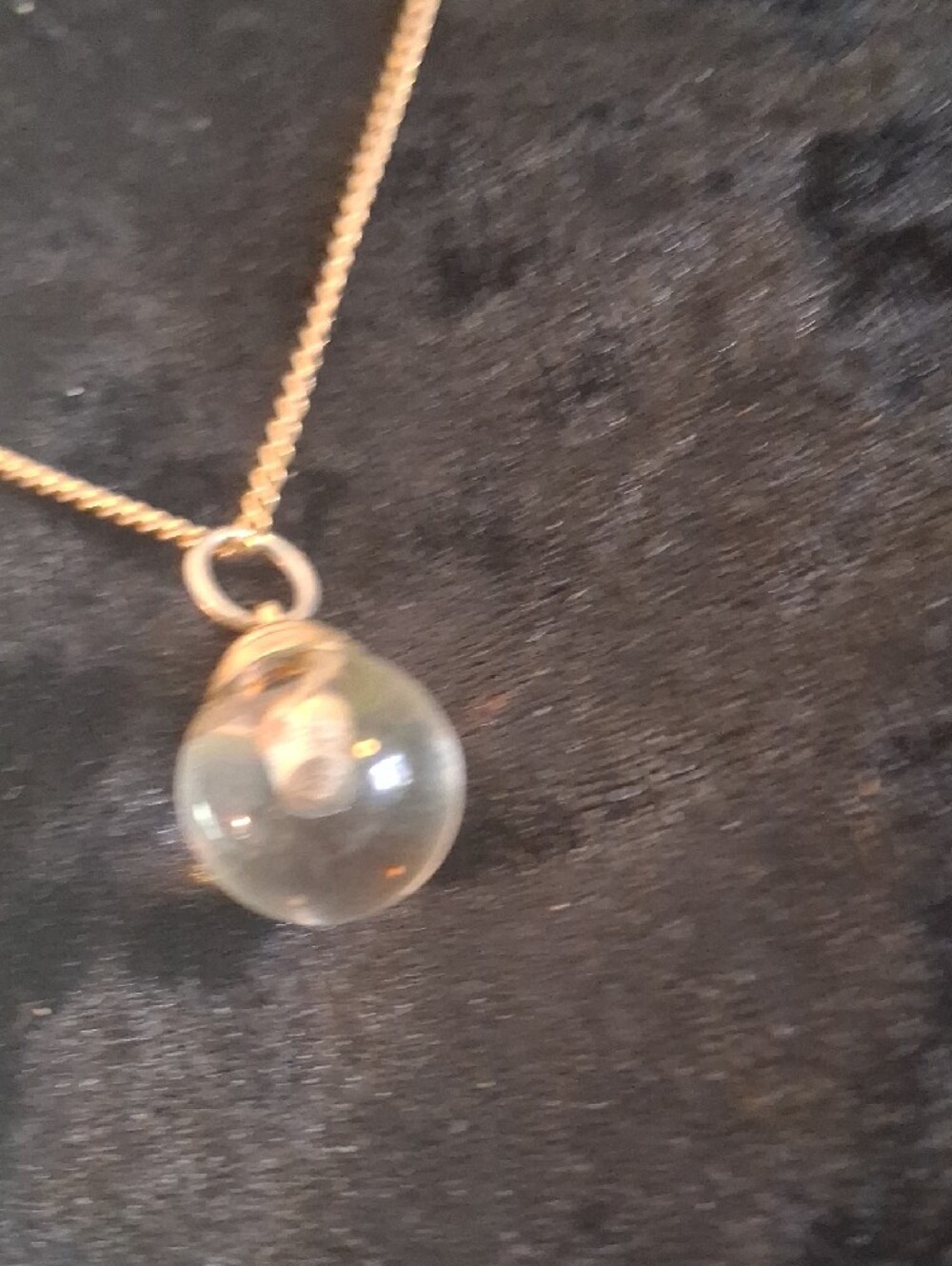 Vintage Gold and Clear Glass Orb Necklace with Matching Earrings - Picture 5 of 9